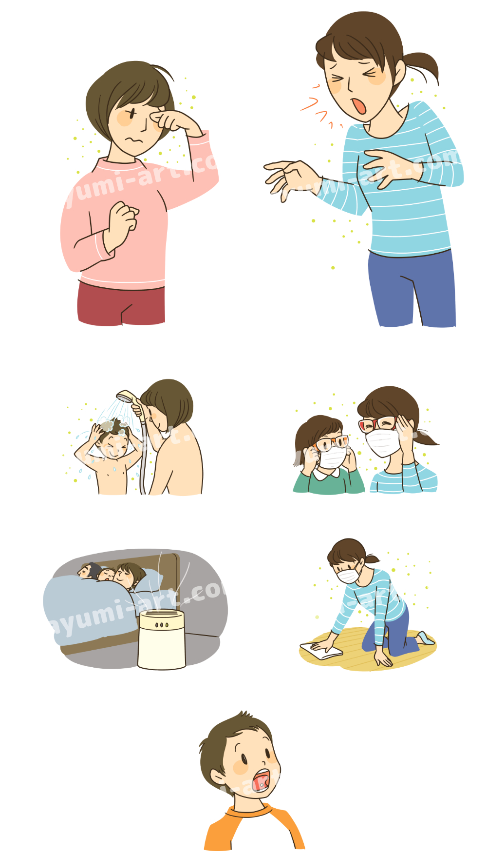 花粉症に苦しむ女性のイラスト
