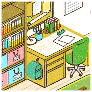 学習机と本棚のイラスト